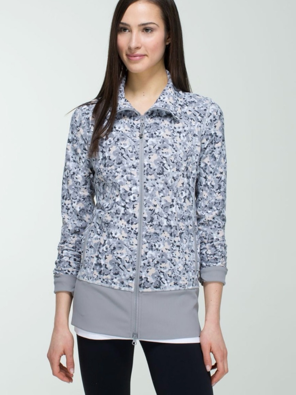 lululemon athletica Gray Printed Zip-Front Bomber Jacket